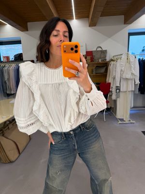 CAMICIA COTONE VINTAGE CON VOLANT SULLE SPALLE