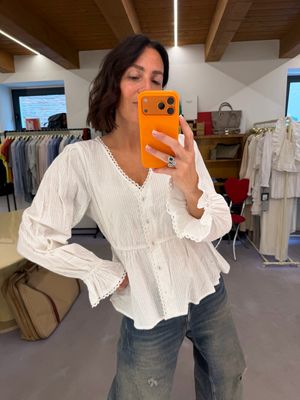 CAMICIA COTONE BIANCO MANICA A GIGLIO CAMICIA COTONE BIANCO MANICA A GIGLIO