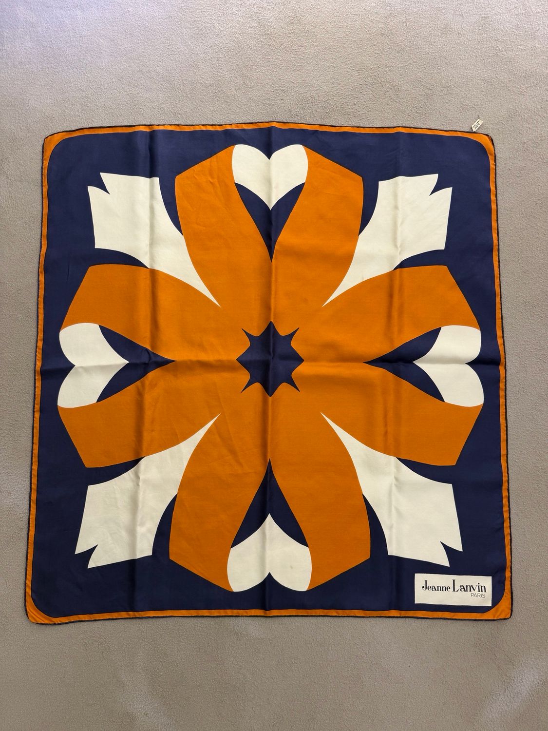 FOULARD LANVIN FANTASIA GEOMETRICA TABACCO BLU PANNA