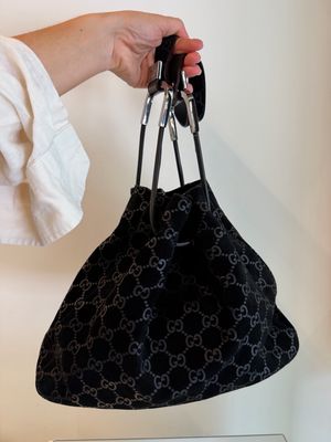 BORSA GUCCI SACCA PELLE SCAMOSCIATA MONOGRAM E MANICO DESIGN