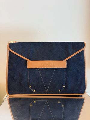 TRACOLLA FENDI VINTAGE DENIM E PELLE