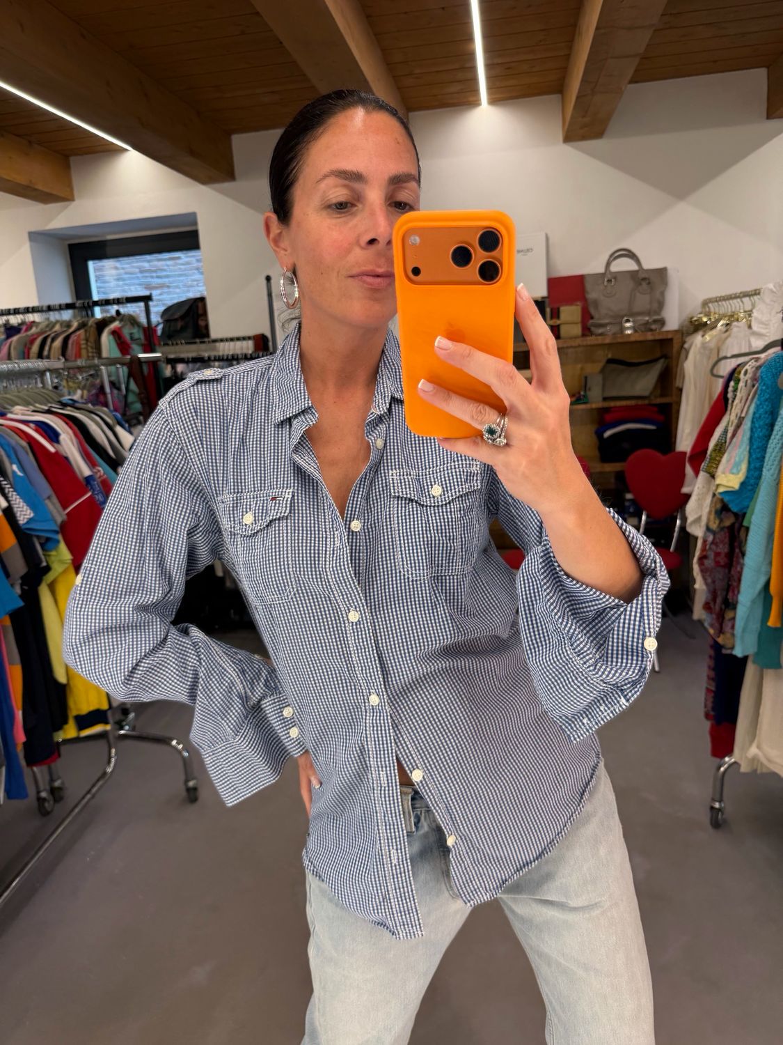 CAMICIA TOMMY HILFIGHER VICHY BIANCO/BLU