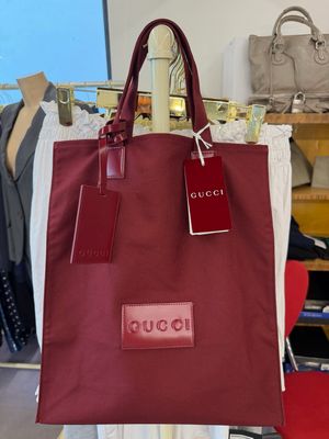 TOTE BAG GUCCI TELA BURGUNDY CON INSERTI IN PELLE