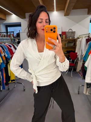 CAMICIA COTONE GARZATO BIANCO INCROCIATA CON FUSCIACCA