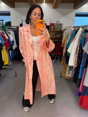 VESTAGLIA KIMONO RASO DI SETA ROSA FANTASIA FLOREALE