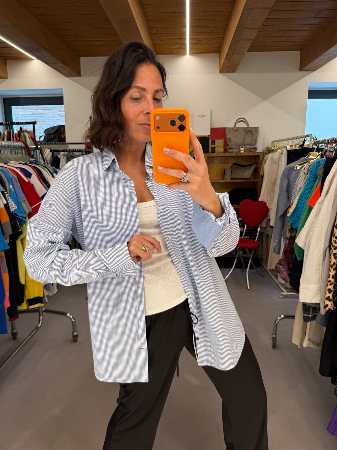 CAMICIA TOMMY HILFIGHER BIANCA SQUADRETTATURA AZZURRA TG L UNISEX