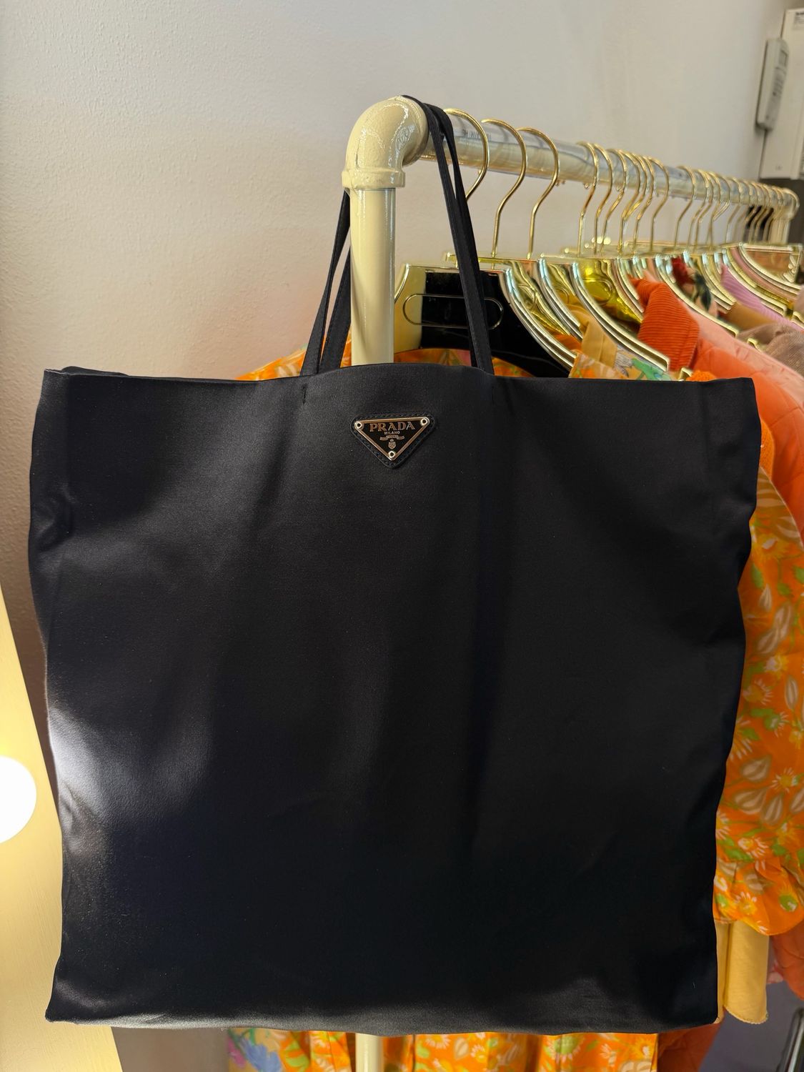 SHOPPER PRADA NERA TESSUTO DI SETA