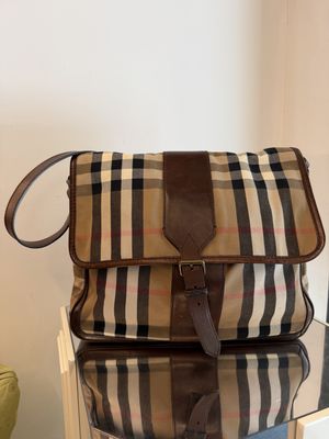 BURBERRY MESSANGER TELA CHECK MAXI E PELLE CIOCCOLATO