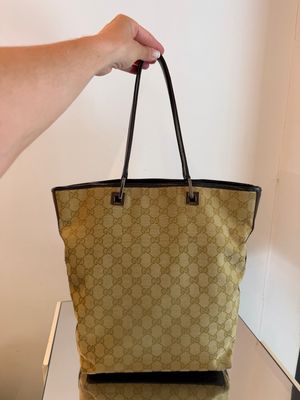 SHOPPER GUCCI TELA MONOGRAM SABBIA ORO E DETTAGLI TESTA DI MORO