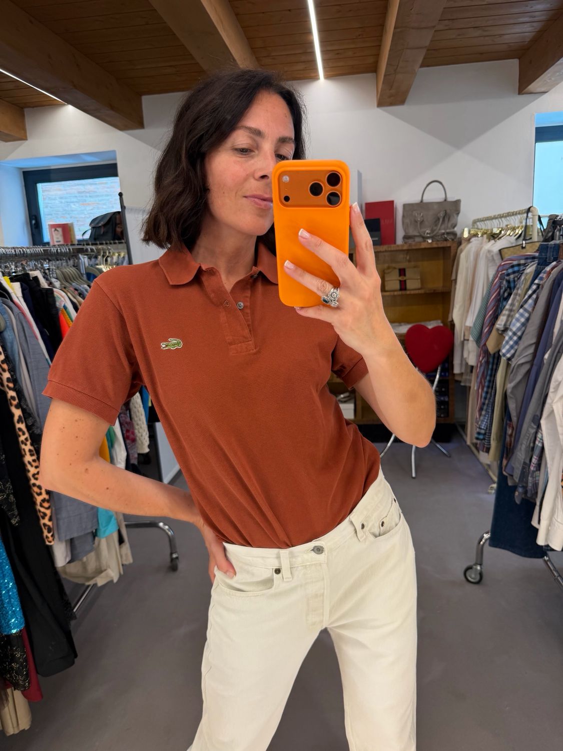 POLO LACOSTE MATTONE DONNA TG L