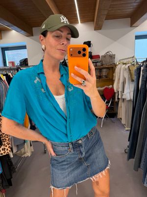 CAMICIA VINTAGE PURA SETA OTTANIO RICAMO A MANO