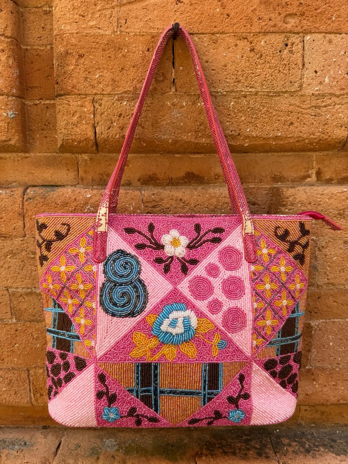 BORSA FENDI VINTAGE RICAMI PERLINE ROSA