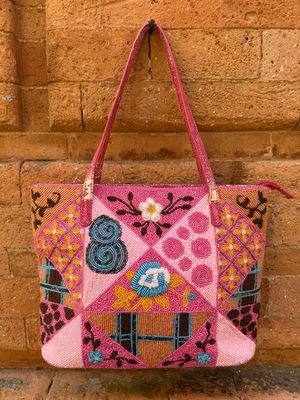 BORSA FENDI VINTAGE RICAMI PERLINE ROSA