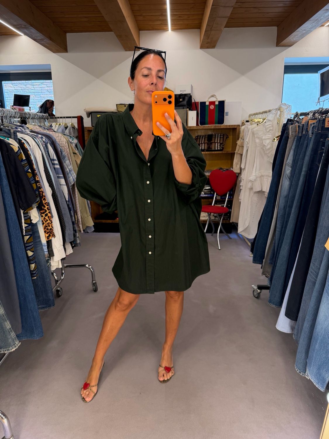 MAXI CAMICIA ABITO RALPH LAUREN VERDE SCURO 