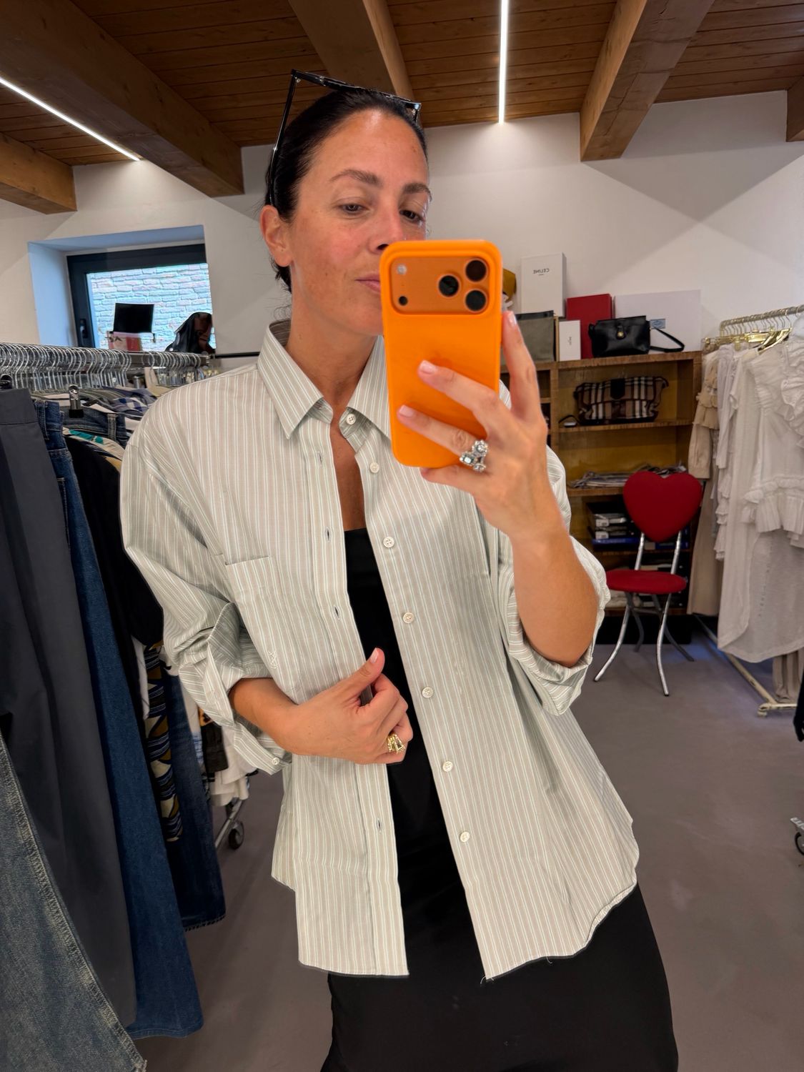 CAMICIA YSL RIGHE SALVIA TORTORA ROSA