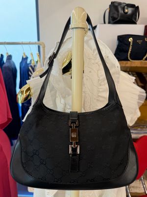 BORSA GUCCI MODELLO JACKIE SMALL TESSUTO MONOGRAM E PELLE NERA
