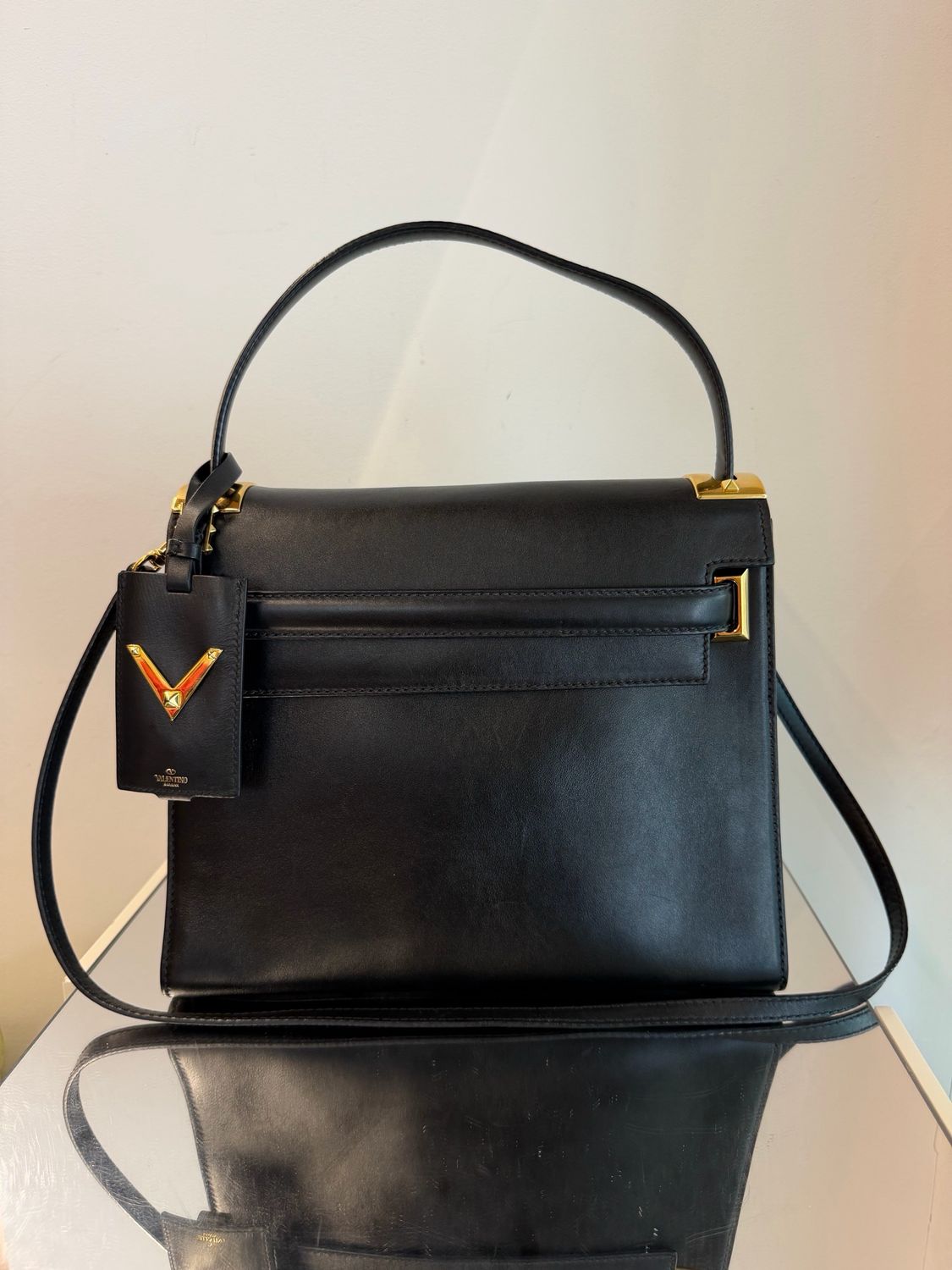 BORSA VALENTINO GARAVANI PELLE NERA LINEA ROCKSTUD