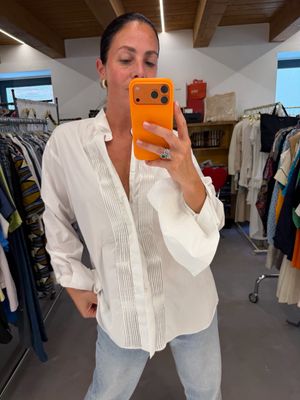 CAMICIA YSL BIANCA CON PLISSE VERTICALE