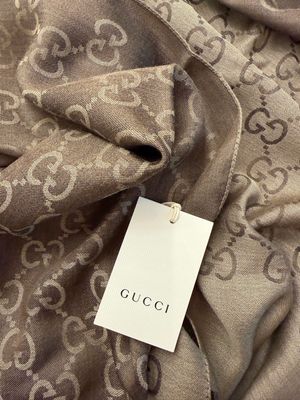 PASHMINA GUCCI NUOVA LANA E SETA MONONOGRAM NOCCIOLA/CIOCCOLATO