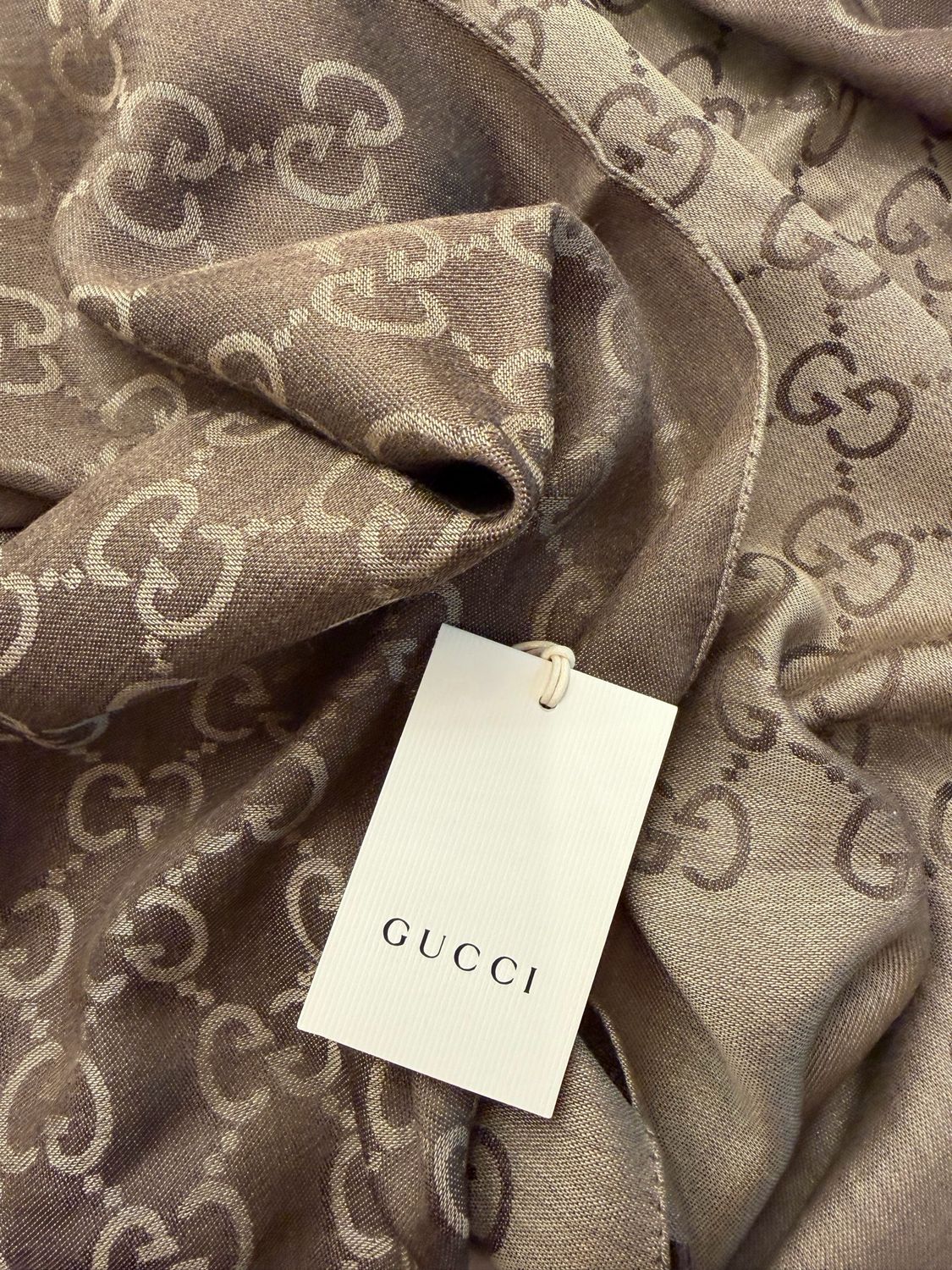 PASHMINA GUCCI NUOVA LANA E SETA MONONOGRAM NOCCIOLA/CIOCCOLATO