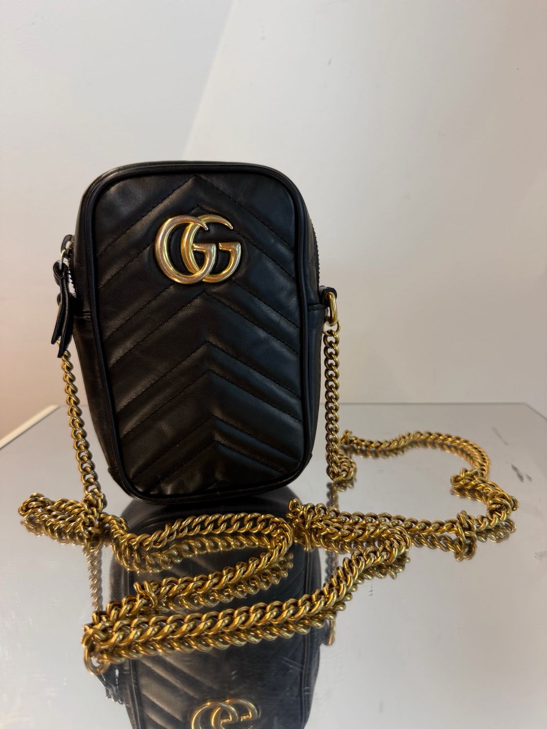 BORSA GUCCI TRACOLLA MARMONT PELLE NERA 