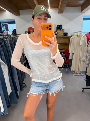 T-SHIRT ORGANZA DI SETA E PAILLETTES ARGENTO SATINATO SELEZIONE 49EURO