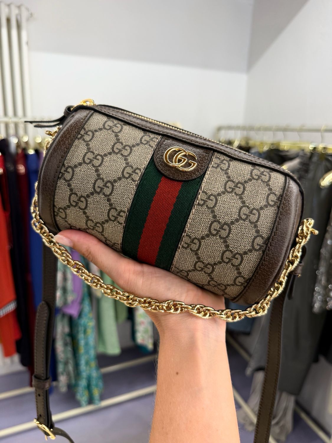 BORSA GUCCI MINI OPHIDIA CON DOPPIA TRACOLLA