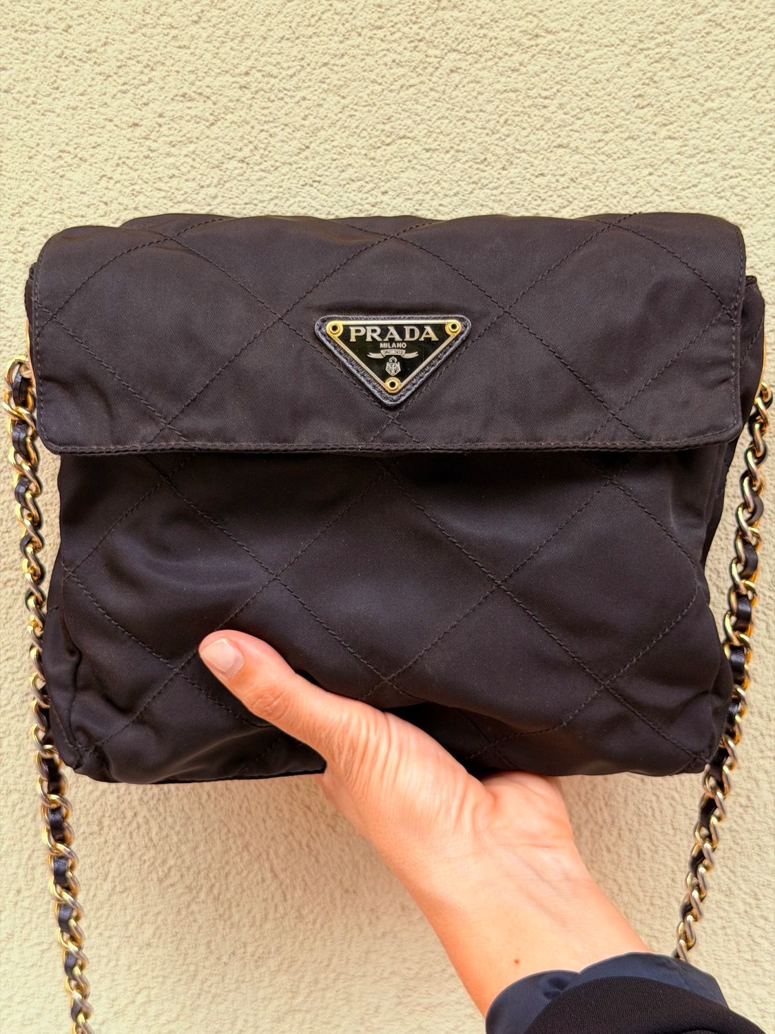 BORSA PRADA VINTAGE NYLON TRAPUNTATO NERO
