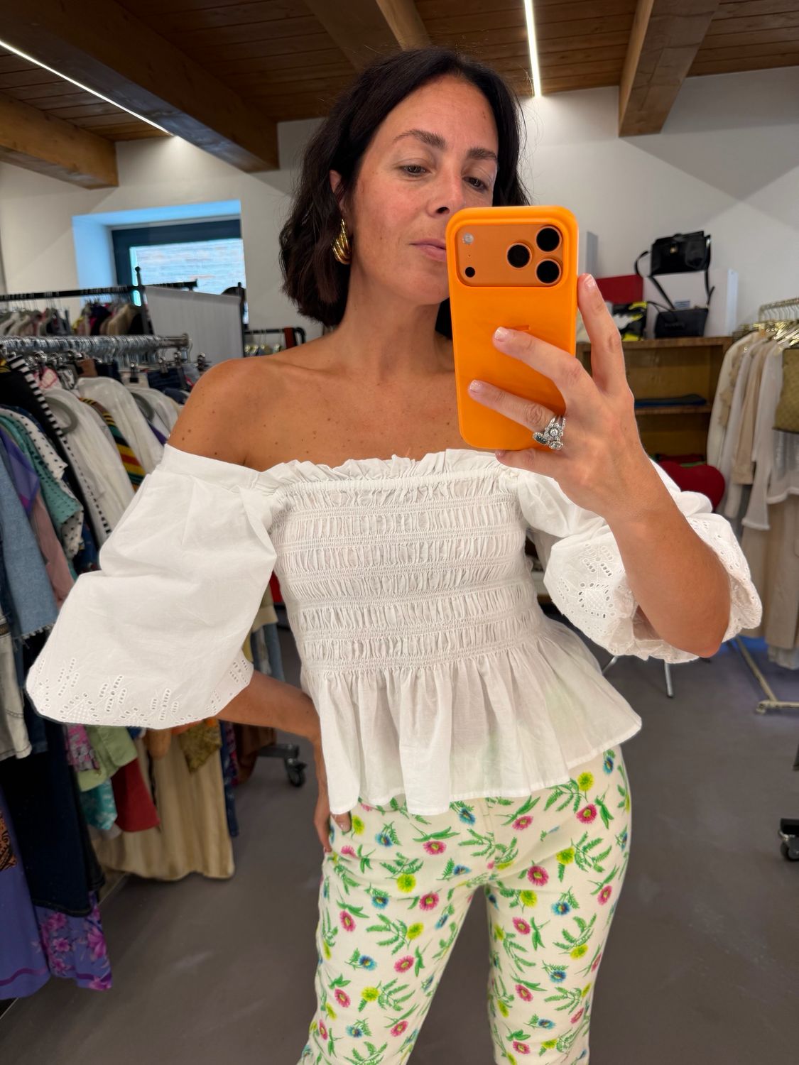 TOP VINTAGE COTONE BIANCO MANICHE A SBUFFO 49EURO