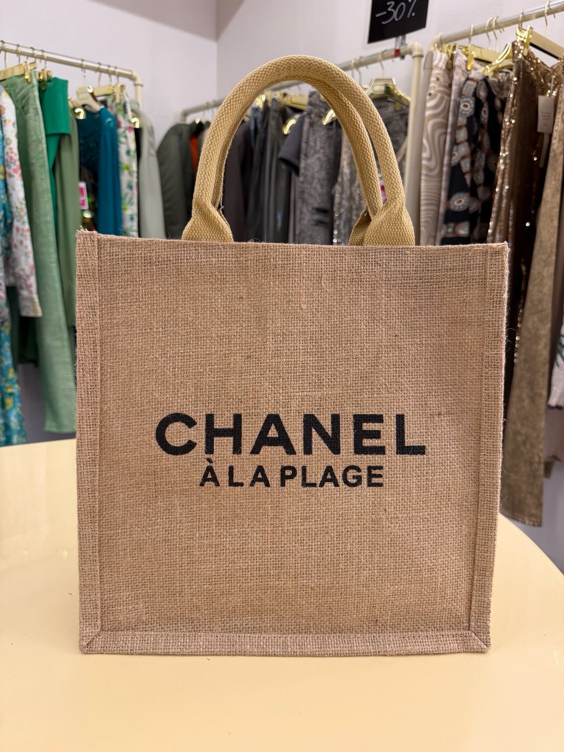 BORSA CHANEL A LA PLAGE LINEA BEAUTY PAGLIA NATURALE NUOVA
