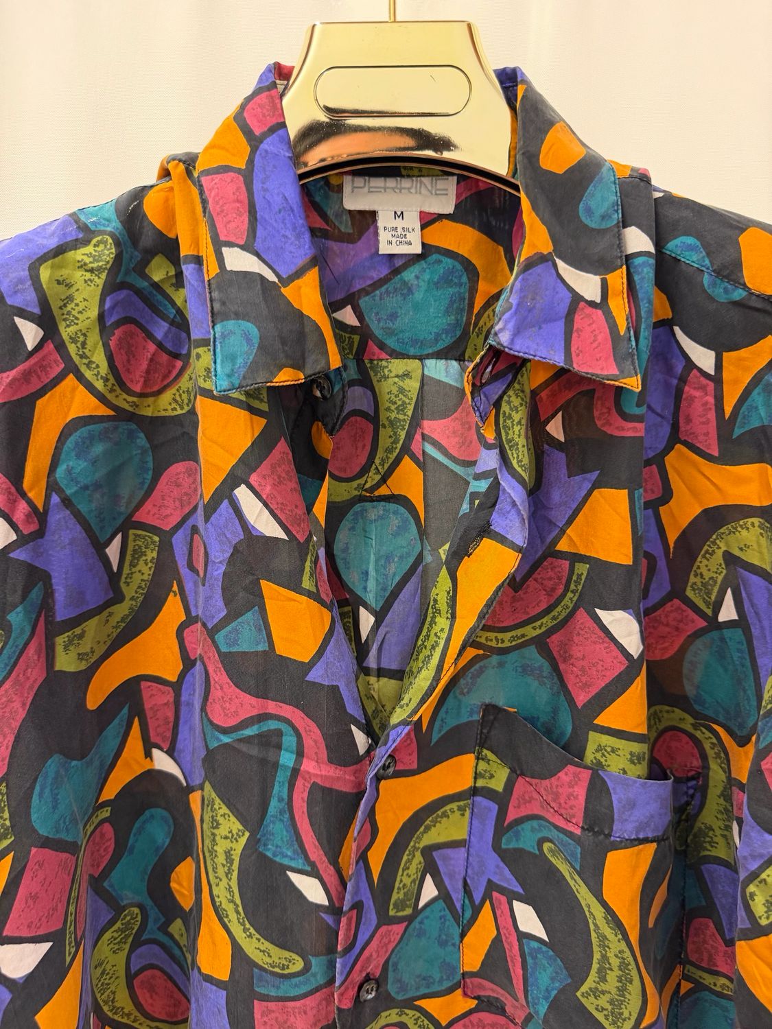 CAMICIA VINTAGE PURA SETA FANTASIA PICASSO