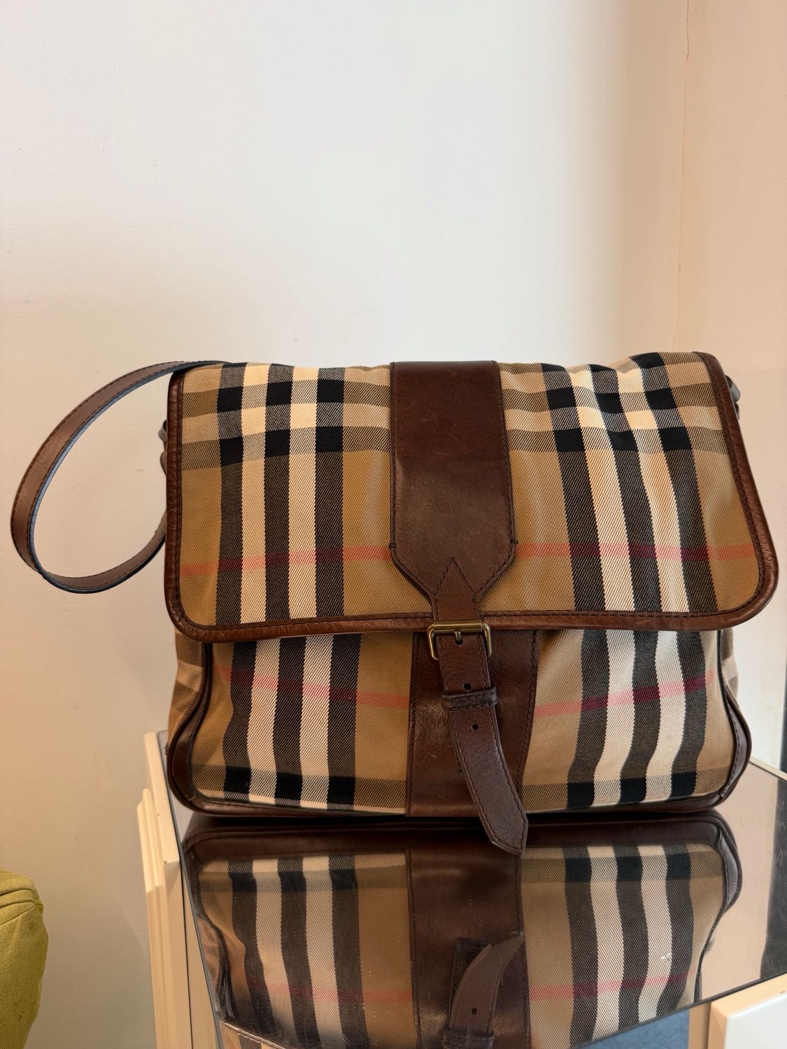 BURBERRY MESSANGER TELA CHECK MAXI E PELLE CIOCCOLATO
