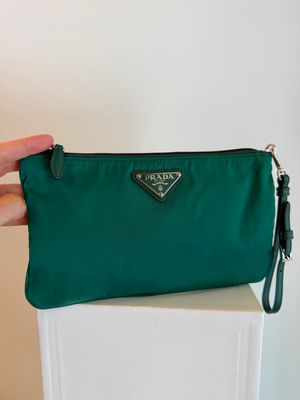 POCHETTE CON MANIGLIA PRADA NYLON VERDE SMERALDO
