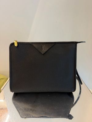 BORSA YSL VINTAGE PELLE NERA E CANVAS 