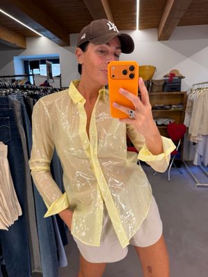 CAMICIA JIL SANDER TESSUTO PLASTIFICATO LUCIDO GIALLO PASTELLO