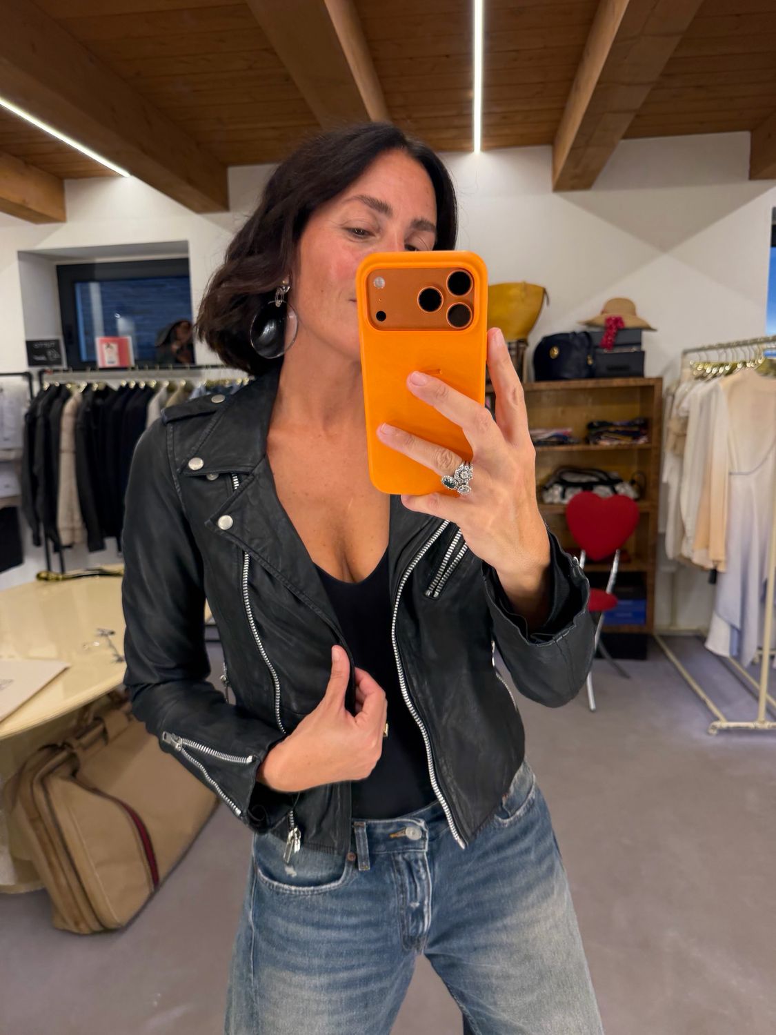 CHIODO VINTAGE VERA PELLE NERO TG XS