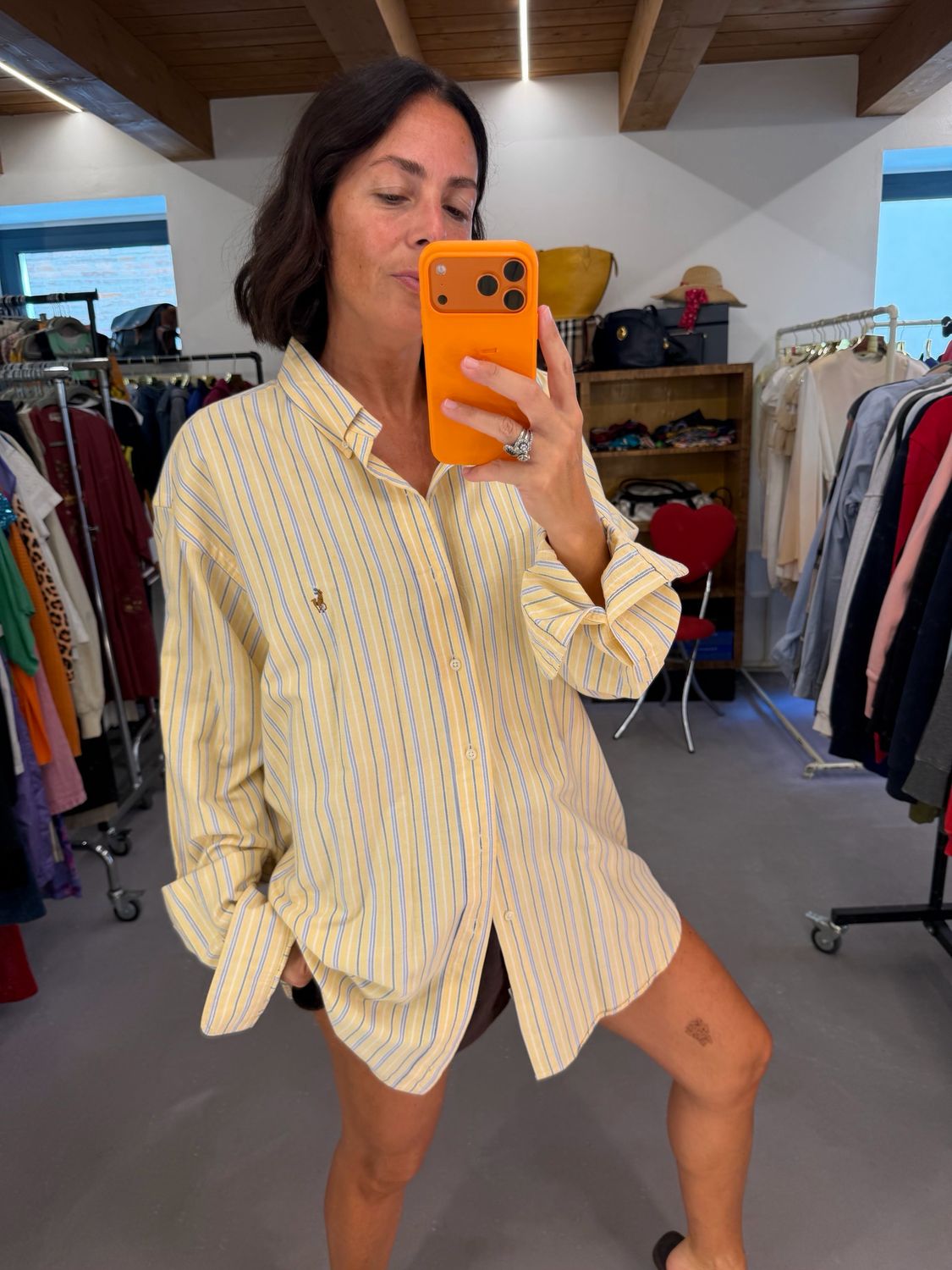 CAMICIA RALPH LAUREN FANTASIA RIGHE PASTELLO COTONE OXFORD CAVALLINO DETTAGLIATO TG XL 