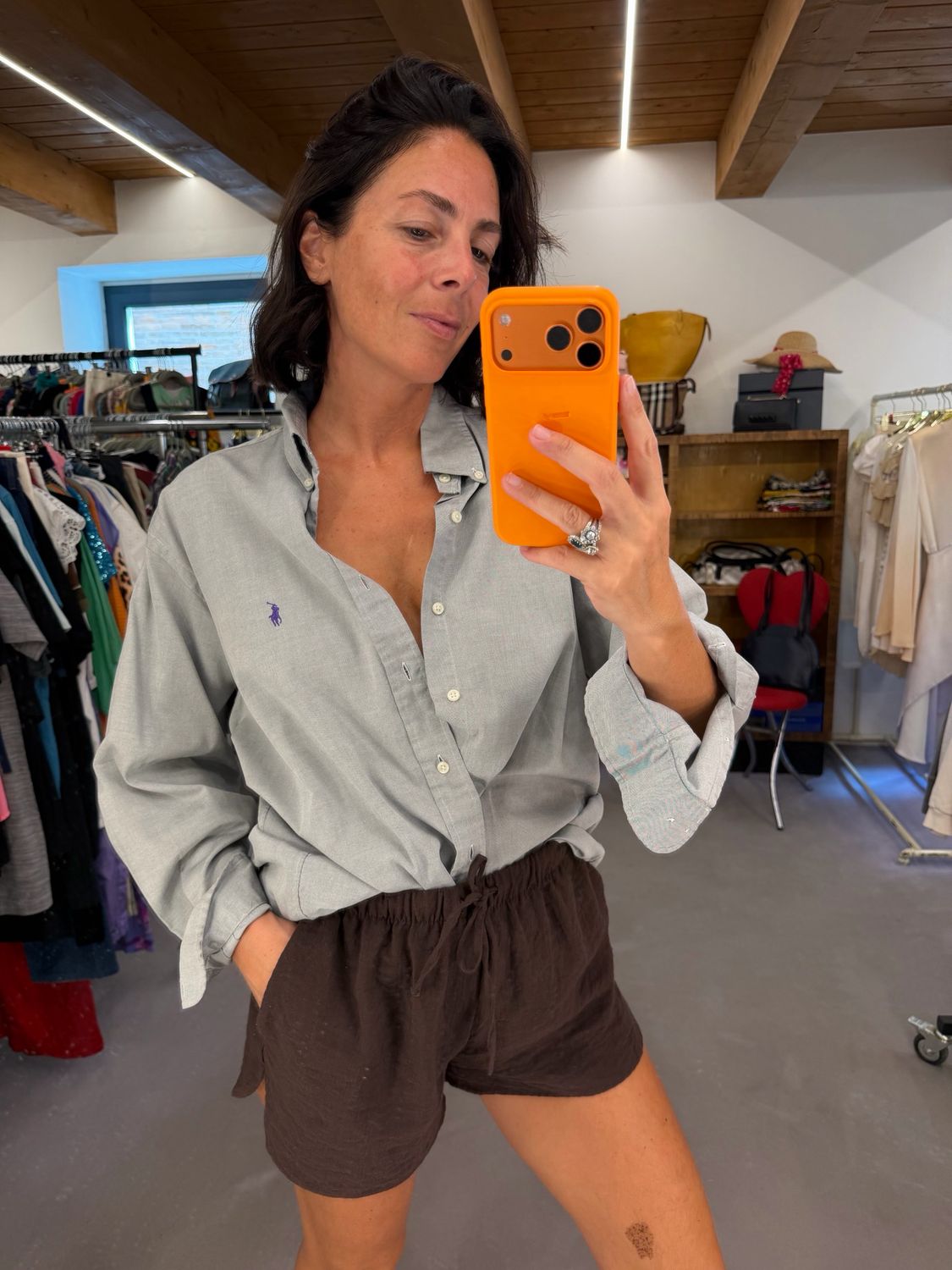 CAMICIA RALPH LAUREN GRIGIO PERLA TG XL 
