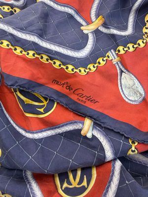 FOULARD CARTIER PURA SETA BORDEAUX BLU ORO 83X83