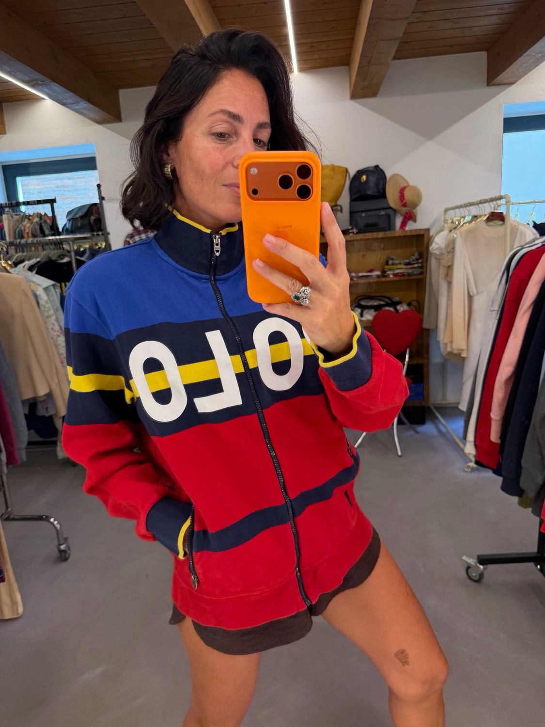 FELPA POLO RALPH LAUREN RIGHE MULTICOLOR LOGO LETTERING TG L UNISEX