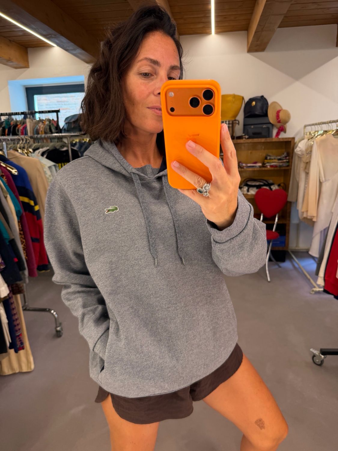 FELPA LACOSTE BLU GRIGIO MÉLANGE TG XL UNISEX