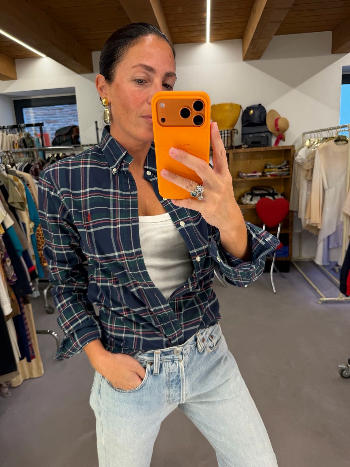 CAMICIA RALPH LAUREN SCOZZESE BLU TG S UNISEX