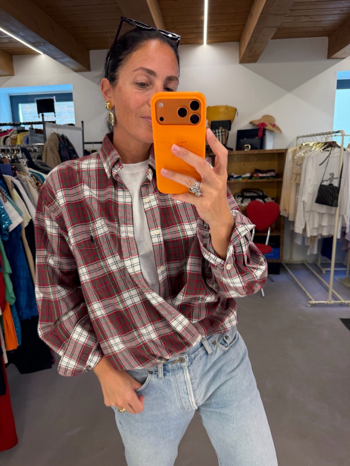CAMICIA RALPH LAUREN OXFORD SCOZZESE TG M UNISEX CON TASCHINI