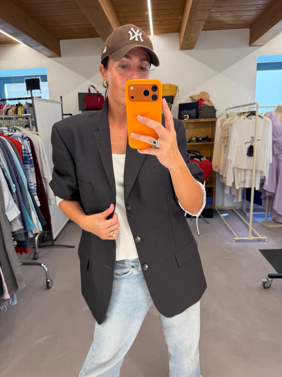 BLAZER SARTORIALE VINTAGE PURA LANA VERGINE GRIGIO SCURO 