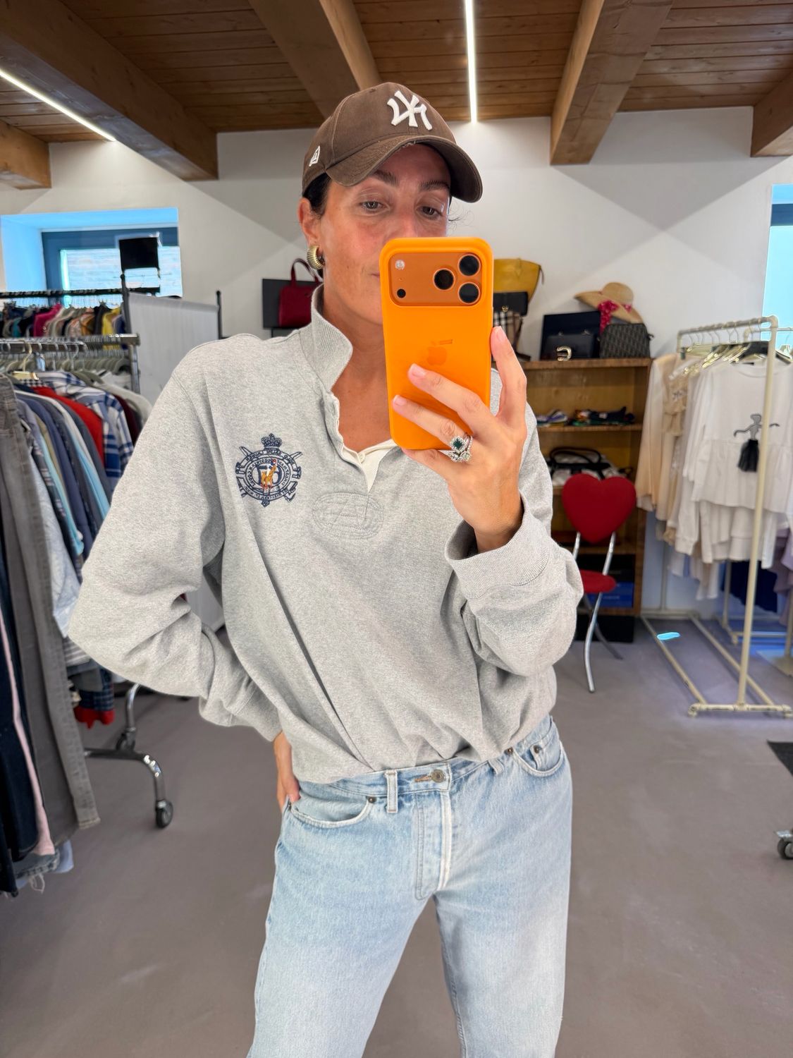 POLO RALPH LAUREN GRIGIO CHIARO MÉLANGE MAXI LOGO