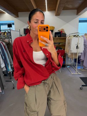CAMICIA RALPH LAUREN ROSSO PORPORA TOCCO VELLUTATO BOTTON DOWN TG L UNISEX