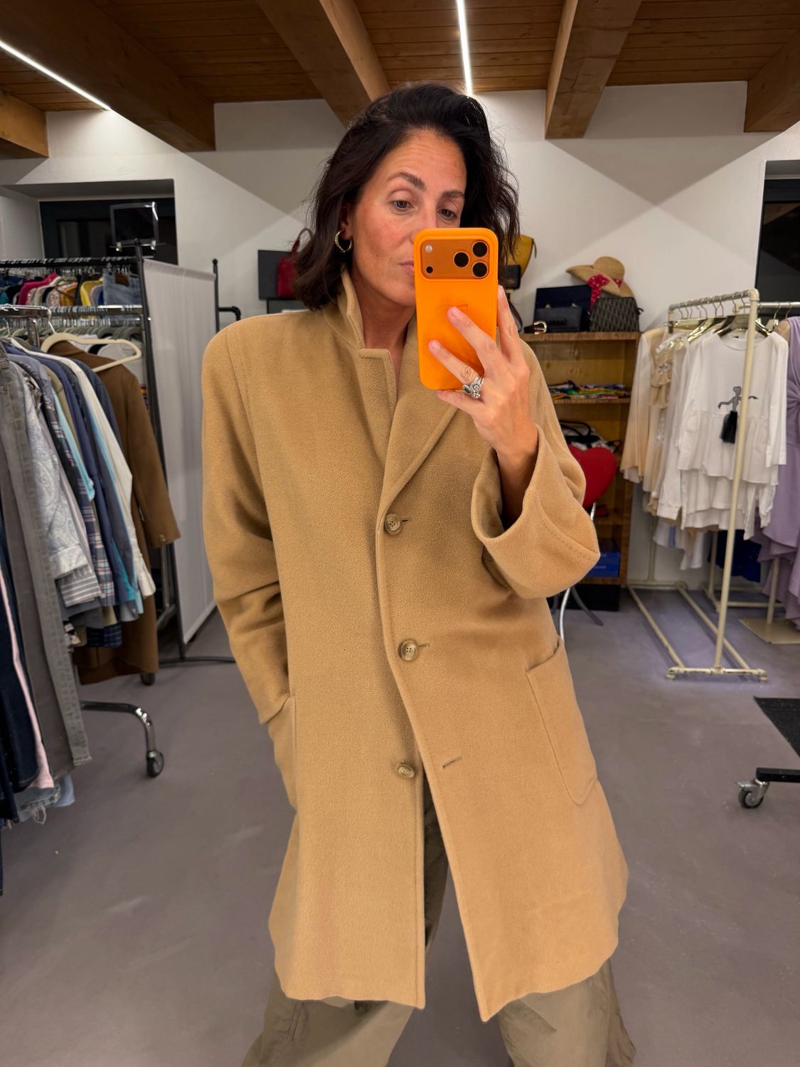 CAPPOTTO MAX MARA CAMMELLO CHIARO MONOPETTO CON SPACCHI LATERALI TG 42