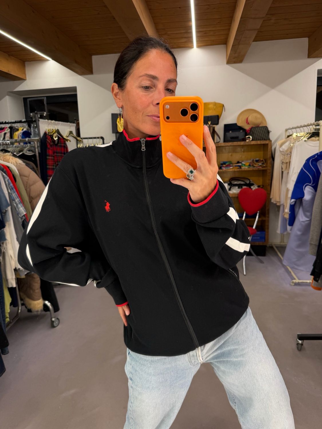FELPA RALPH LAUREN PERFORMANCE TRE COLORI ZIP COLLO ALTO
