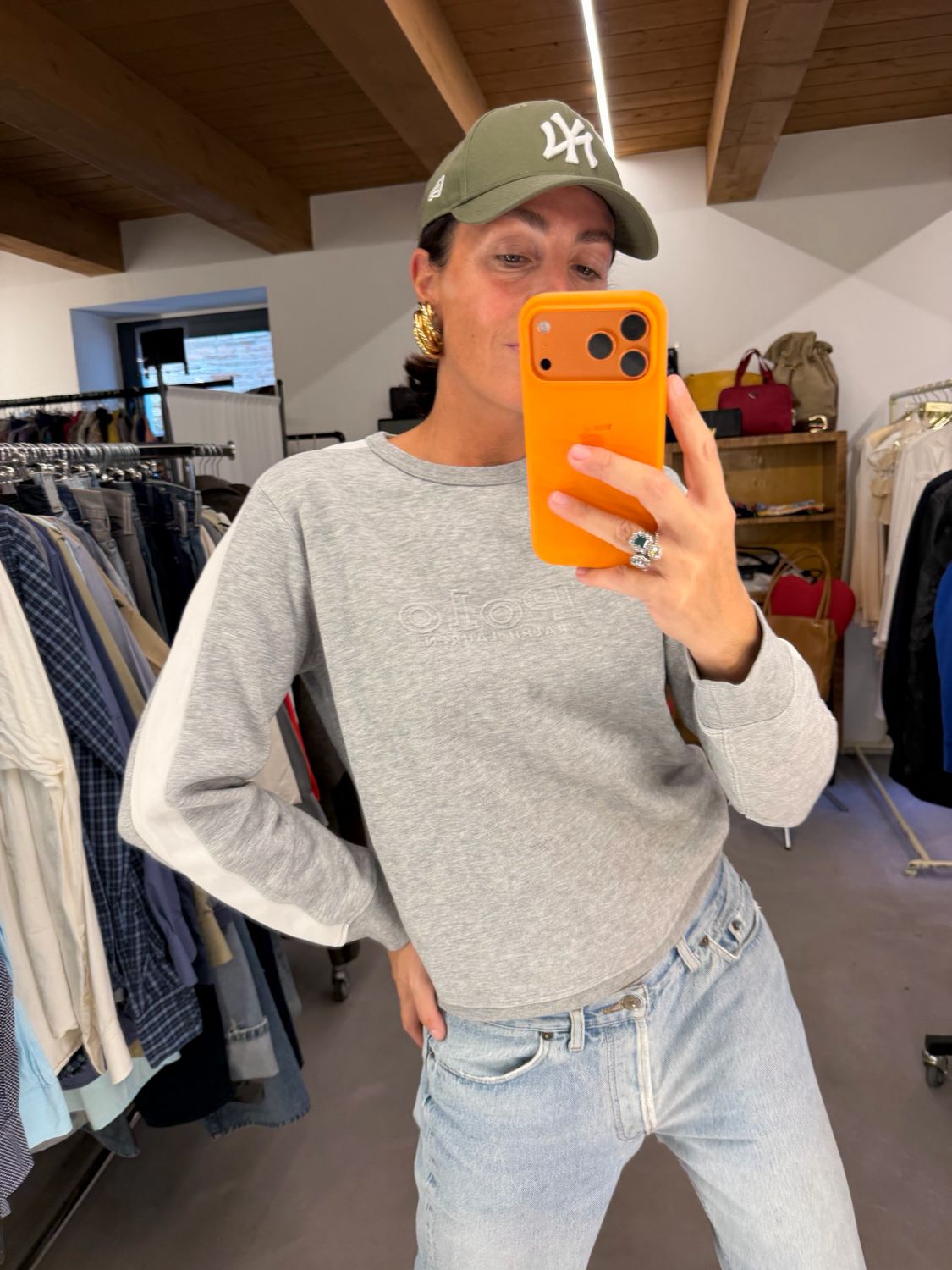 FELPA POLO RALPH LAUREN GRIGIO CHIARO TG M DONNA