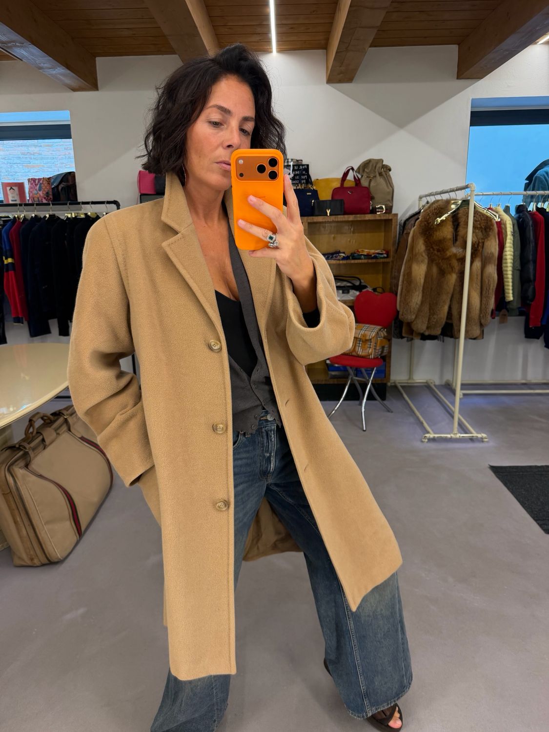 CAPPOTTO MAX MARA CAMMELLO CHIARO MONOPETTO CON SPACCHI LATERALI TG 42